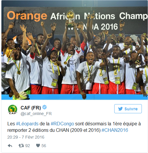 Les Léopards de la RDC champions de la Chan 2016